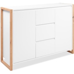 Buffet - DENVER - Chene artisan / Blanc - 2 portes - 3 tiroirs - 120 x