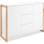 Buffet - DENVER - Chene artisan / Blanc - 2 portes - 3 tiroirs - 120 x 40 x 88 cm