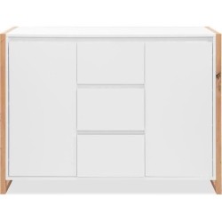 Buffet - DENVER - Chene artisan / Blanc - 2 portes - 3 tiroirs - 120 x