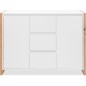 Buffet - DENVER - Chene artisan / Blanc - 2 portes - 3 tiroirs - 120 x 40 x 88 cm