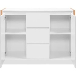 Buffet - DENVER - Chene artisan / Blanc - 2 portes - 3 tiroirs - 120 x