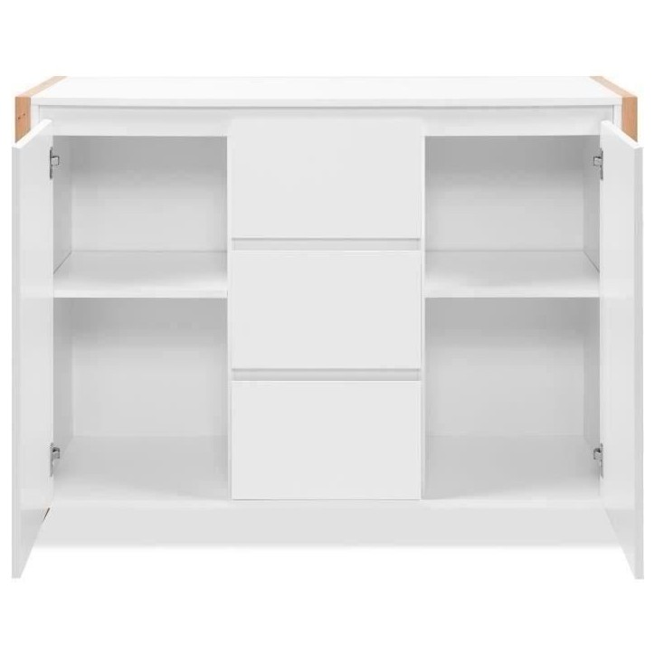 Buffet - DENVER - Chene artisan / Blanc - 2 portes - 3 tiroirs - 120 x 40 x 88 cm Buffet - DENVER - Chene artisan / Blanc - 2 portes - 3 tiroirs - 120 x 40 x 88 cm