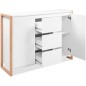 Buffet - DENVER - Chene artisan / Blanc - 2 portes - 3 tiroirs - 120 x 40 x 88 cm