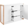 Buffet - DENVER - Chene artisan / Blanc - 2 portes - 3 tiroirs - 120 x