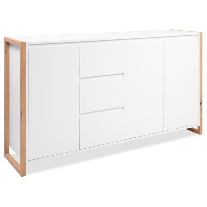 Buffet - DENVER - Chene artisan / Blanc - 3 portes - 3 tiroirs - 160 x 40 x 88 cm Buffet - DENVER - Chene artisan / Blanc - 3 portes - 3 tiroirs - 160 x 40 x 88 cm