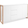Buffet - DENVER - Chene artisan / Blanc - 3 portes - 3 tiroirs - 160 x