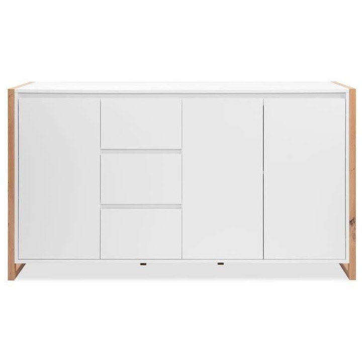 Buffet - DENVER - Chene artisan / Blanc - 3 portes - 3 tiroirs - 160 x 40 x 88 cm Buffet - DENVER - Chene artisan / Blanc - 3 portes - 3 tiroirs - 160 x 40 x 88 cm