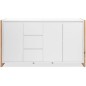 Buffet - DENVER - Chene artisan / Blanc - 3 portes - 3 tiroirs - 160 x 40 x 88 cm