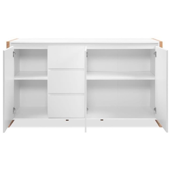 Buffet - DENVER - Chene artisan / Blanc - 3 portes - 3 tiroirs - 160 x 40 x 88 cm Buffet - DENVER - Chene artisan / Blanc - 3 portes - 3 tiroirs - 160 x 40 x 88 cm