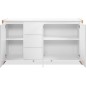 Buffet - DENVER - Chene artisan / Blanc - 3 portes - 3 tiroirs - 160 x 40 x 88 cm