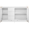 Buffet - DENVER - Chene artisan / Blanc - 3 portes - 3 tiroirs - 160 x