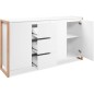 Buffet - DENVER - Chene artisan / Blanc - 3 portes - 3 tiroirs - 160 x 40 x 88 cm