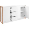 Buffet - DENVER - Chene artisan / Blanc - 3 portes - 3 tiroirs - 160 x