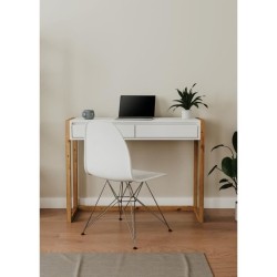 Console Bureau - DENVER - Chene artisan / Blanc - 2 tiroirs - 100 x 35