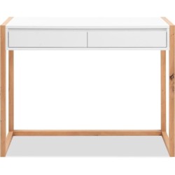 Console Bureau - DENVER - Chene artisan / Blanc - 2 tiroirs - 100 x 35