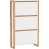 Meuble a chaussures - Blanc et chene - 12 paires - L70 x P25 x H125 cm