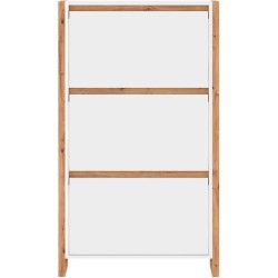 Meuble a chaussures - Blanc et chene - 12 paires - L70 x P25 x H125 cm