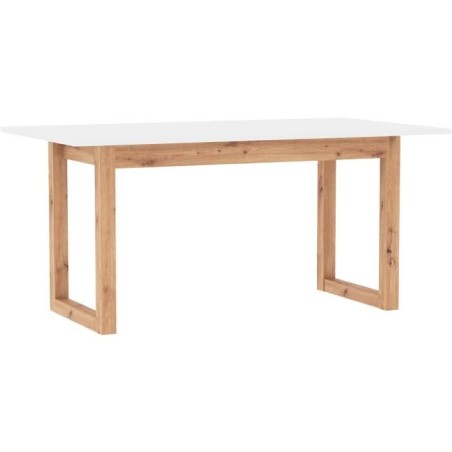 Table a manger - DENVER - Extensible - 10 personnes - Chene artisan / Blanc - 160- 200 x 90 x 75 cm