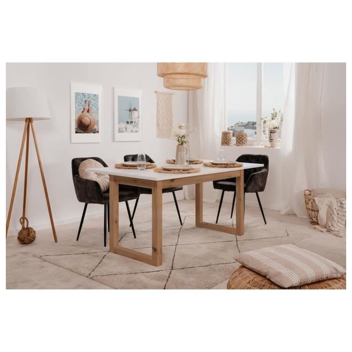 Table a manger - DENVER - Extensible - 10 personnes - Chene artisan / Blanc - 160- 200 x 90 x 75 cm Table a manger - DENVER - Extensible - 10 personnes - Chene artisan / Blanc - 160- 200 x 90 x 75 cm