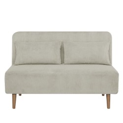 Banquette BZ - 2 places - Tissu velours côtelé Beige - 130 x 90 x 81