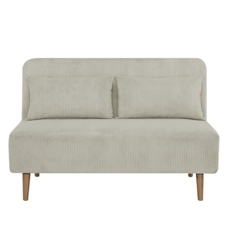 Banquette BZ - 2 places - Tissu velours côtelé Beige - 130 x 90 x 81