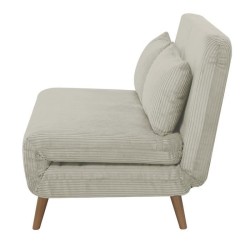 Banquette BZ - 2 places - Tissu velours côtelé Beige - 130 x 90 x 81