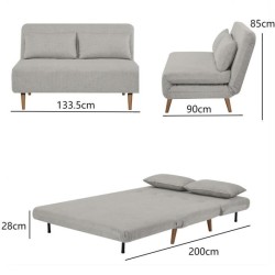 Banquette BZ - 2 places - Tissu Beige - 130 x 90 x 81 cm - DEPLO