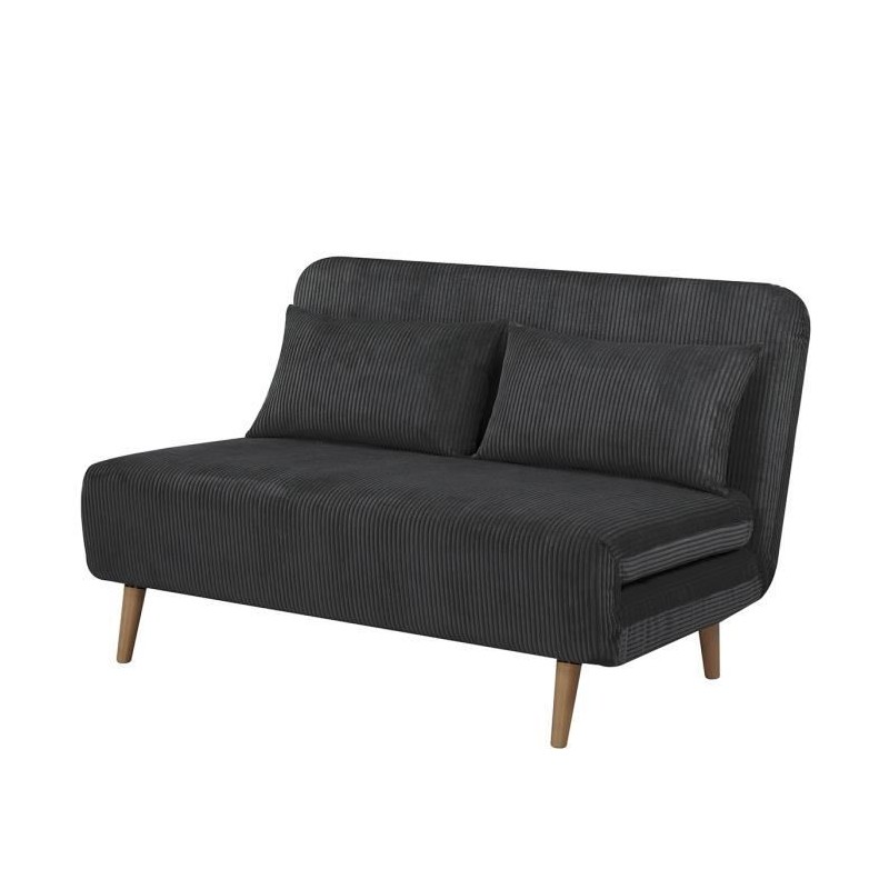 Banquette BZ - 2 places - Tissu velours côtelé Noir - 130 x 90 x 81 Banquette BZ - 2 places - Tissu velours côtelé Noir - 130 x 90 x 81