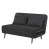 Banquette BZ - 2 places - Tissu velours côtelé Noir - 130 x 90 x 81