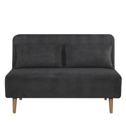 Banquette BZ - 2 places - Tissu velours côtelé Noir - 130 x 90 x 81