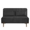 Banquette BZ - 2 places - Tissu velours côtelé Noir - 130 x 90 x 81
