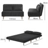 Banquette BZ - 2 places - Tissu velours côtelé Noir - 130 x 90 x 81