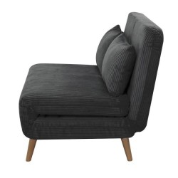 Banquette BZ - 2 places - Tissu velours côtelé Noir - 130 x 90 x 81