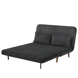 Banquette BZ - 2 places - Tissu velours côtelé Noir - 130 x 90 x 81