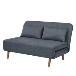 Banquette BZ - 2 places - Tissu Bleu - 130 x 90 x 81 cm - DEPLO