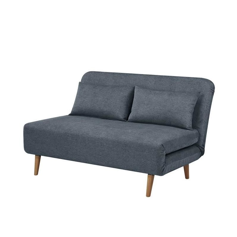 Banquette BZ - 2 places - Tissu Bleu - 130 x 90 x 81 cm - DEPLO