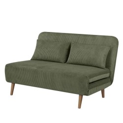 Banquette BZ - 2 places - Tissu velours côtelé Vert - 130 x 90 x 81