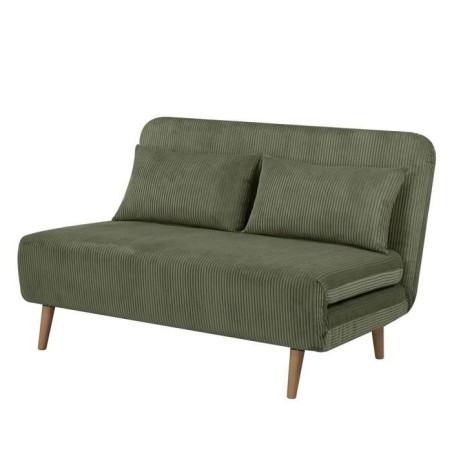 Banquette BZ - 2 places - Tissu velours côtelé Vert - 130 x 90 x 81