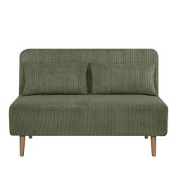 Banquette BZ - 2 places - Tissu velours côtelé Vert - 130 x 90 x 81
