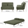 Banquette BZ - 2 places - Tissu velours côtelé Vert - 130 x 90 x 81