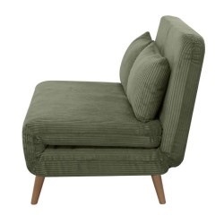 Banquette BZ - 2 places - Tissu velours côtelé Vert - 130 x 90 x 81
