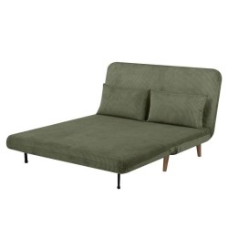 Banquette BZ - 2 places - Tissu velours côtelé Vert - 130 x 90 x 81