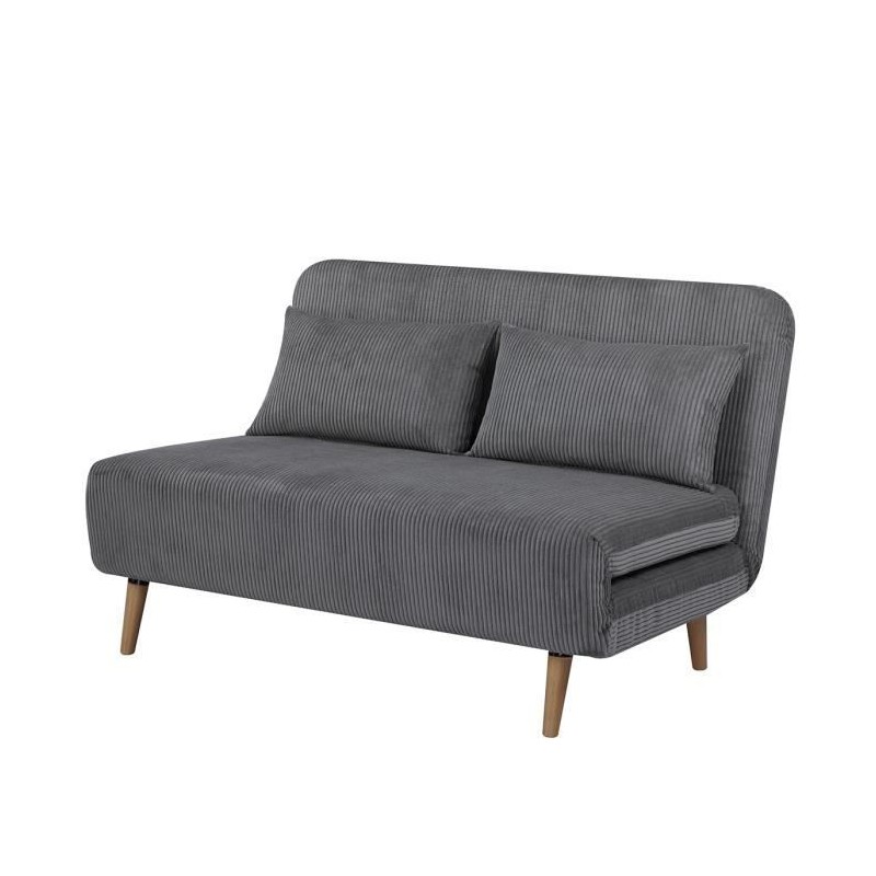 Banquette BZ - 2 places - Tissu velours côtelé Gris clair - 130 x 90 Banquette BZ - 2 places - Tissu velours côtelé Gris clair - 130 x 90