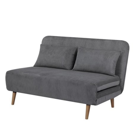 Banquette BZ - 2 places - Tissu velours côtelé Gris clair - 130 x 90
