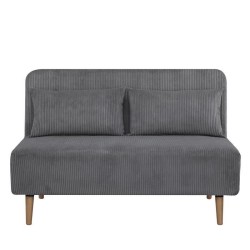 Banquette BZ - 2 places - Tissu velours côtelé Gris clair - 130 x 90