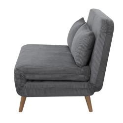 Banquette BZ - 2 places - Tissu velours côtelé Gris clair - 130 x 90