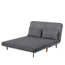 Banquette BZ - 2 places - Tissu velours côtelé Gris clair - 130 x 90