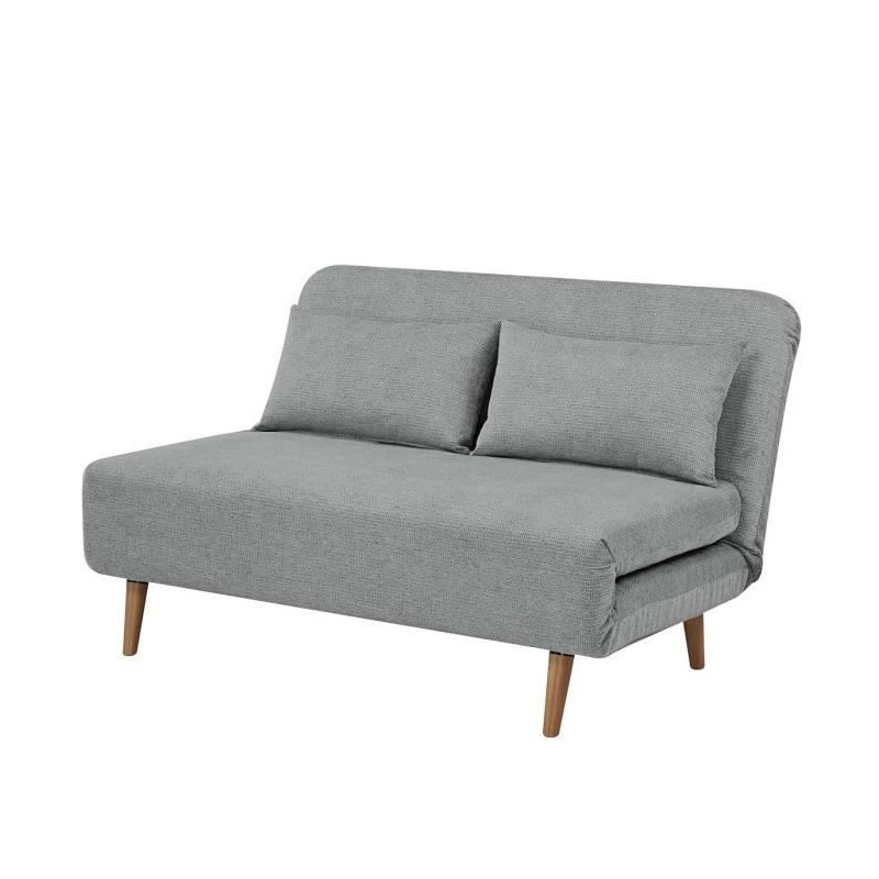 Banquette BZ - 2 places - Tissu Gris clair - 130 x 90 x 81 cm - DEPLO
