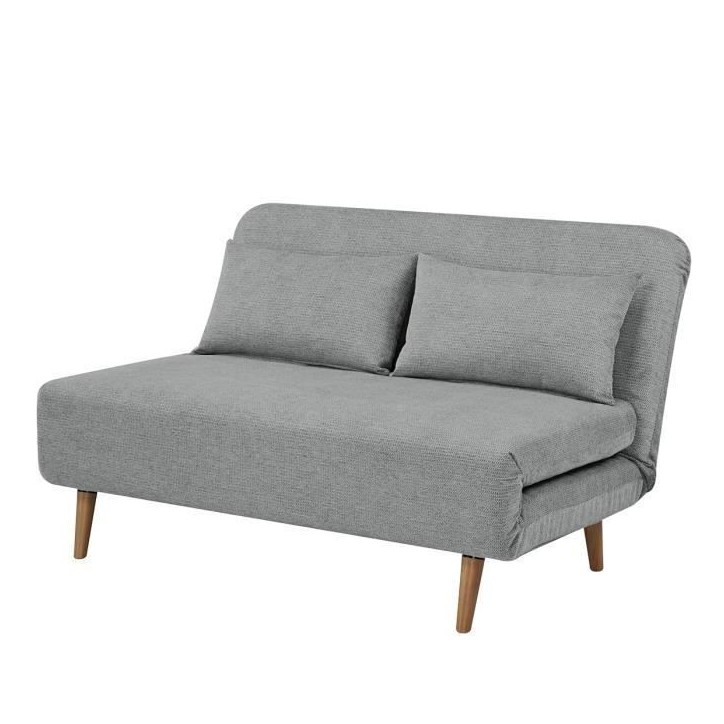 Banquette BZ - 2 places - Tissu Gris clair - 130 x 90 x 81 cm - DEPLO