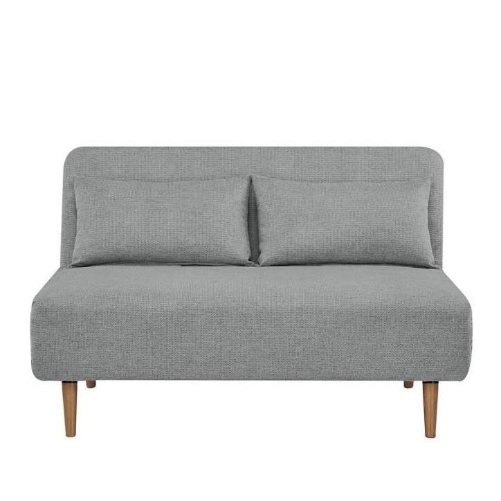 Banquette BZ - 2 places - Tissu Gris clair - 130 x 90 x 81 cm - DEPLO